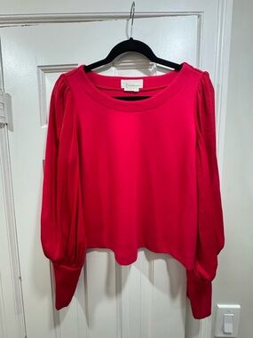 Anthropologie Fuchsia Pink Long-Sleeve Balloon Sleeve Top